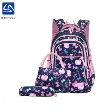 3Pcs Bowknot Cat Prints Elementary Girls School Bookbag Rucksack for Primary Girls School Backpack Set